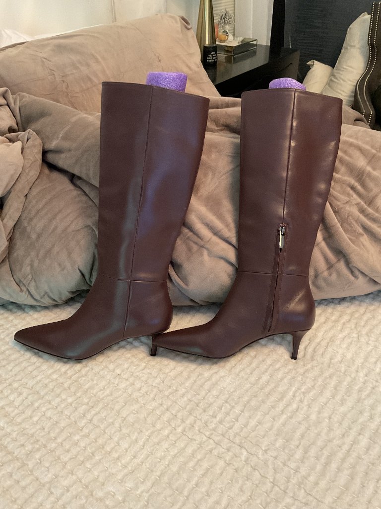 Saks Fifth Avenue Leather Burgundy Boots
